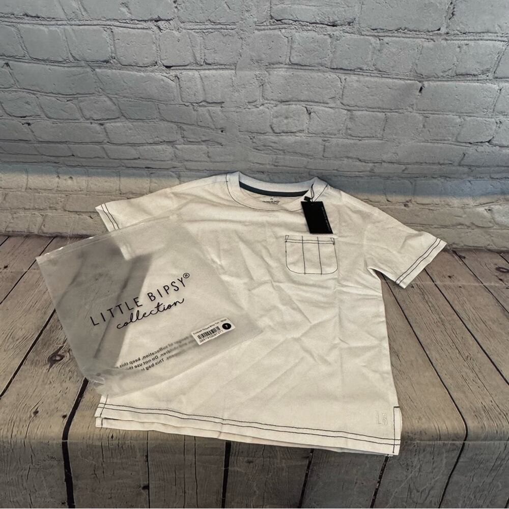 Little Bipsy White Stitched Pocket T-Shirt